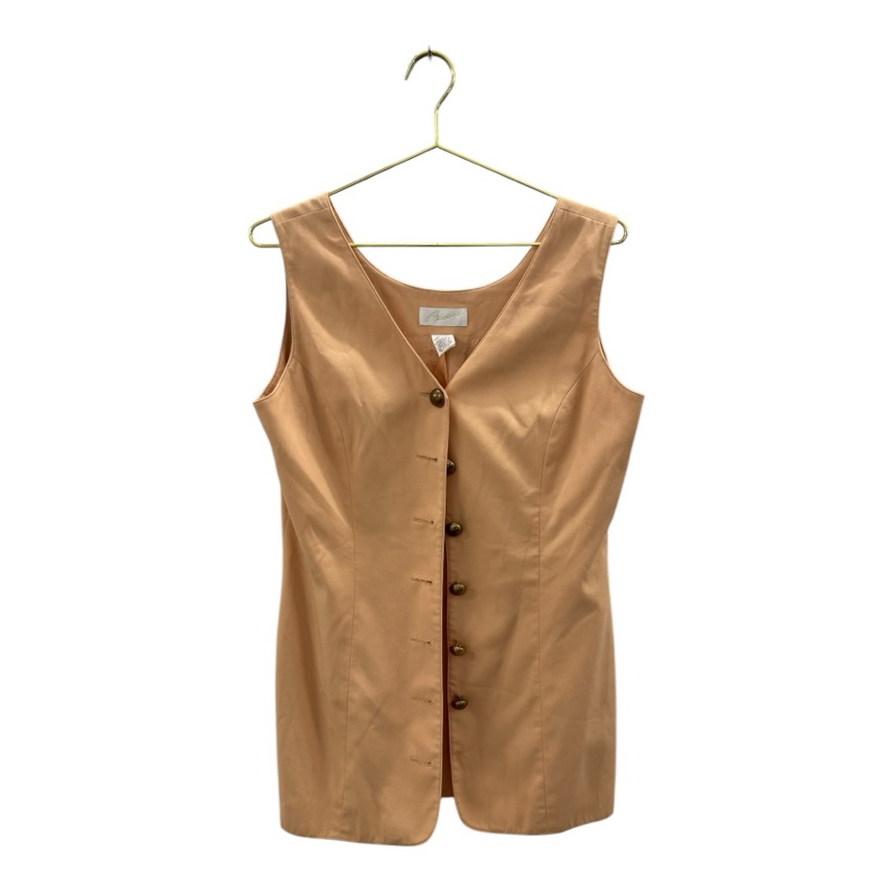 Tan Sleeveless Button-Up Top